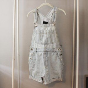 ASOS DESIGN organic cotton blend denim short overalls, lightwash